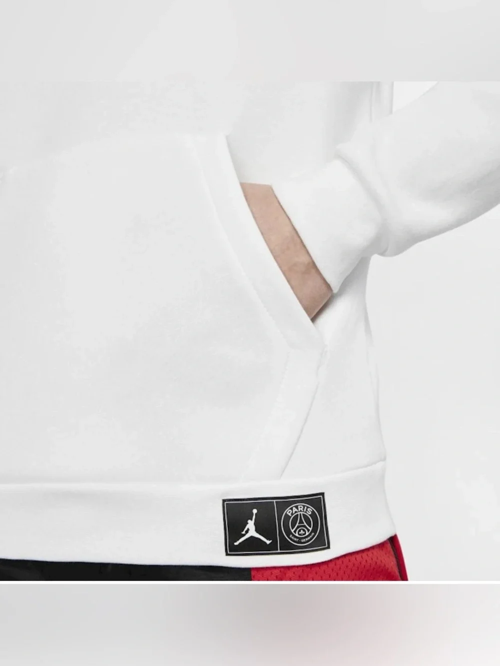 Jordan Paris Saint Germain White Hoodie Kangaroo Pocket Logo Men’s M BQ8350-100